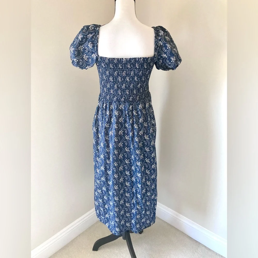 J. Crew Blue and White Puff Sleeve Dress - Picture 5 of 9